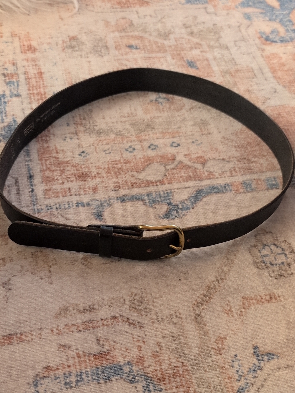 Levi's Black Leather Belt with Gold Buckle